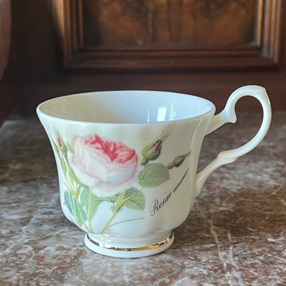 Tea/coffee cup bone china Redoute Roses Roy Kirkham England